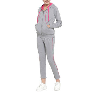 Survêtement en coton à la mode femmes vêtements de sport deux pièces tenue décontractée vêtements de sport avec pantalon veste zippée - Product Image 3