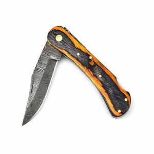 Cuchillo plegable de acero de Damasco de alta calidad con mango de madera/cuchillo de calidad premium - Product Image 4