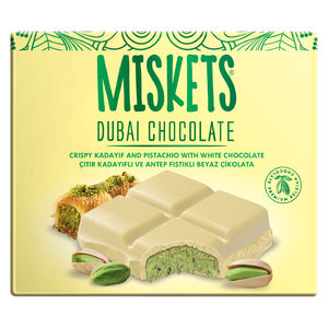 Vente en gros de chocolat MISKETS Dubaï 100g de chocolat au lait riche aux pistaches et croustillant Kadayif Fourniture directe d'usine de qualité - Product Image 5