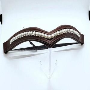 Bande de sourcil de dressage de canal vide de haute qualité pour cheval avec vache, rembourrage doux, couture de bord et perles, cristal, bande de sourcil bling - Product Image 3