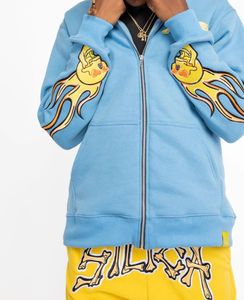 Nueva ropa de calle, conjunto de chándales de algodón grueso para hombre, estampado personalizado, bordado desteñido con parches, conjunto de dos piezas con capucha y pantalones de chándal - Product Image 2