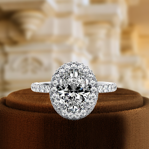 Anillo de Compromiso Clásico con Halo de Corte Ovalado de 1 Quilate D/VS2, Cultivado en Laboratorio, Certificado por IGI, Oro Sólido de 14K, Engaste de Puntas, Regalo de Boda - Product Image 3