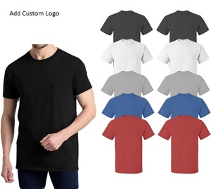 T-shirt de sport coupe ajustée en coton pour hommes, t-shirt basique de gymnastique uni avec broderie personnalisée, nouvel arrivage - Product Image 2