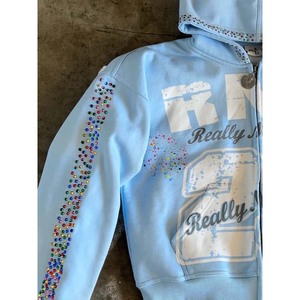 Trendy 100% Cotton Fleece Zip up Hoodie Hombres Sparkly Letter Print Elegante Streetwear Anti-Pilling Alta calidad - Product Image 2