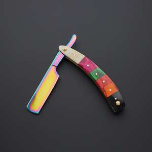 Rasoir droit OEM haut de gamme en acier inoxydable damas personnalisable Couteaux de barbier magnifiquement colorés pour un classement de bricolage de haute qualité - Product Image 6