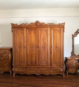 Gabinete de teca tallado estilo europeo hecho a mano, 4 puertas, 3 cajones, impresionante diseño moderno, muebles de dormitorio de Hotel, armarios, uso doméstico - Product Image 4