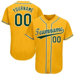 Camiseta de béisbol personalizable para hombre, color dorado, verde y blanco - Product Image 1