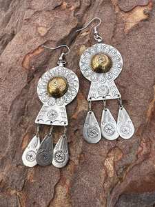 Boho Beaded Earrings with Turquoise Design and Cascading <b>Fringe</b> Glass <b>Beads</b> MS Handicraft Unique Jewelry Gift - Product Image 2