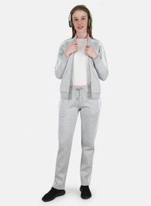 Nouveau design en gros personnalisé dernier cri gris pour femmes OEM 2 pièces imprimé survêtement ensemble pleine longueur 2 pièces survêtement pour femmes - Product Image 6