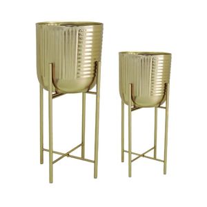 Jardinière d'intérieur ronde en métal moderne et élégant Pot de fleur décoratif Décoration de jardin d'intérieur Conteneur de plantes de salon élégant - Product Image 2