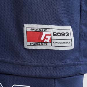 Ensemble de maillot de football pour jeunes, bleu marine, respirant, en polyester, haut et pantalon avec sublimation et numéro imprimé, taille XL, équipement sportif de haute qualité - Product Image 5