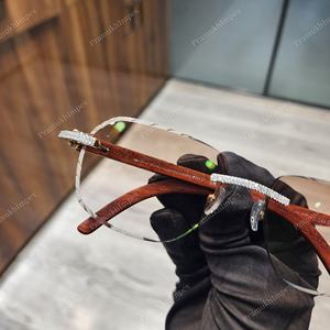 PramukhImpex SS223 VVS Moissanite Diamond Sunglasses Hip Hop Jewelry Men Women Fashion Brown Anti-Reflective Lens Pass Diamond - Product Image 2