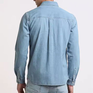 ออกแบบเสื้อเชิ้ตยีนส์ทำงานผู้ชายแบบสั่งทำพิเศษ แขนยาว แห้งเร็ว - Product Image 4