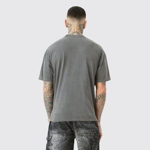 Camiseta Streetwear de Color Sólido con Lavado Ácido para Hombre, Top Informal de Moda, Secado Rápido, Transpirable, Ecológico, con Logotipo Personalizable en la Parte Delantera, 100% - Product Image 2