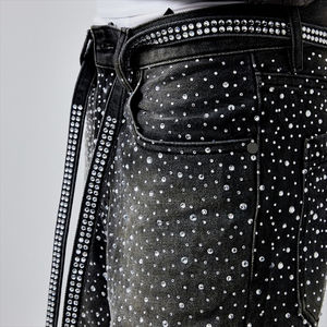 Rhinestone Skull Long <b>Trousers</b> for Spring and Autumn Men Casual <b>Elastic</b> <b>Waist</b> Anti-Wrinkle - Product Image 4