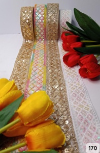 Dentelles fantaisie de luxe faites sur mesure avec des paillettes pour les bordures et les garnitures sur les vêtements et la décoration intérieure, utilisation de revente - Product Image 5