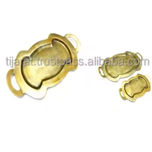 Plateau de service alimentaire en métal aluminium Art déco en laiton antique pour la décoration de la maison et des fêtes - Product Image 2