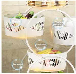 4 Tier Rotating Storage Rack for Kitchen Black and White Fruit and Vegetable Utensils Organizer - Product Image 1