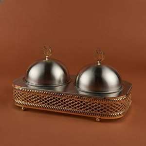 Cuenco Decorativo de Madera y Metal para Frutas, Diseño Moderno, Hecho a Mano, Acabado Dorado, Ecológico, Sin Plomo, Forma Rectangular - Product Image 5