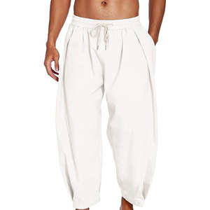 Pantalon cargo décontracté pour homme, 100% coton, léger, style à devant plat, taille mi-haute avec poche élastique, vêtement d'extérieur - Product Image 6