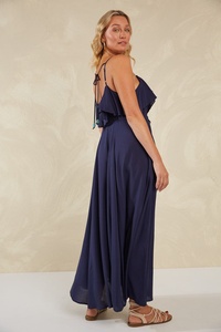 Alta calidad y precio bajo verano 100% rayón Casual Maxi vestido de cintura alta suelto ajustado traje de vacaciones de verano vestido largo - Product Image 5