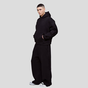 Combinaison de survêtement 2 pièces délavée à l'acide 100% Cotton Puff Printing Logo Stacked Trouser and Hoodie Tracksuit For Men's - Product Image 4