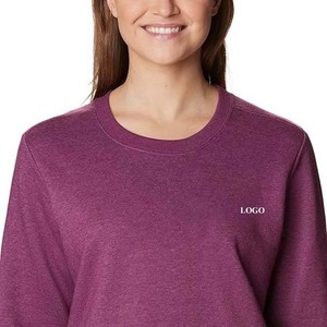 Vêtements pour femmes grande taille avec logo personnalisé brodé design respirant sweatshirts à capuche col rond 360g - Product Image 5