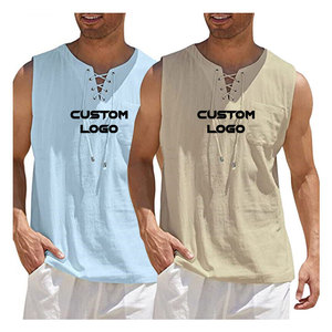 เสื้อกล้ามออกกำลังกายเล่นฟิตเนสระบายอากาศได้ดีของผู้ชายเสื้อออกกำลังกายเล่นฟิตเนสระบายอากาศได้ดีทำจากผ้าฝ้าย100% ออกแบบได้ตามต้องการ - Product Image 3