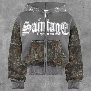 Rhinestone Sublimation Printed <b>Pullover</b> Hoodie 100% Cotton Custom Color Breathable Eco-Friendly Anti-Wrinkle Autumn for <b>Men</b> - Product Image 4