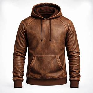 Sweat-shirt à capuche en cuir vintage pour homme, coupe-vent, imperméable, respirant, avec poche pour l'hiver - Product Image 1