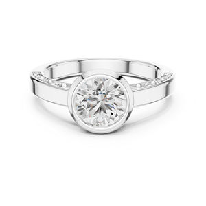 Anillo de Compromiso con Diamante Redondo Cultivado en Laboratorio, Oro Rosa de 14K |   Anillo de Uso Diario |   Diamante Cultivado Nuevo - Product Image 3