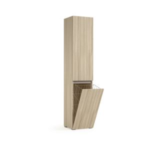 Meuble de salle de bain multifonctionnel Terraneo moderne avec poignée en bois pratique et panier à linge - Product Image 1