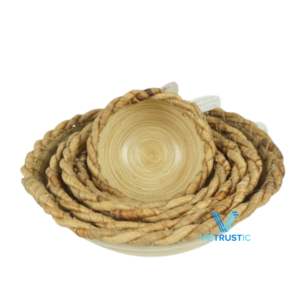 Cuenco de bambú hilado hecho a mano, mezcla de algodón, cuenco decorativo duradero para servir alimentos, utensilios de cocina para el hogar sostenibles - Product Image 3