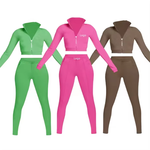 Custom logo Zipper Lounge Wear Two Piece <b>Set</b> <b>Plus</b> <b>Size</b> Long sleeve Legging Lounge Clothing <b>Set</b> Matching <b>Loungewear</b> <b>Sets</b> - Product Image 1