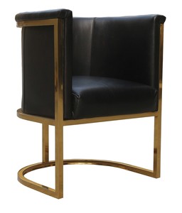 Fauteuil de luxe finition dorée, design moderne, structure en métal et bois, rembourrage en coton, revêtement en cuir pour salon et restaurant - Product Image 3