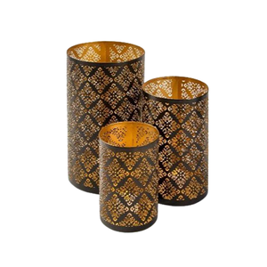 Tendance Design Bougie De Forme Ronde Votive Qualité Exclusive Bougie En Fer De Couleur Noire Votive De L'Inde - Product Image 1