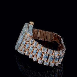 Reloj de Lujo para Hombre, de Alta Calidad, Solo en Oro Blanco, Esfera Marrón Romana, Original, Personalizado, con Diamantes Moissanite, Estilo Hip Hop - Product Image 3