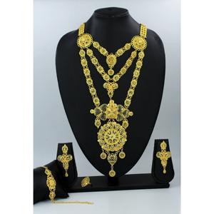 สร้อยคอพร้อมต่างหูชุดเครื่องประดับทองเหลืองแท้ UAE Dubai สร้อยคอดีไซน์ชุดเครื่องประดับ - Product Image 1