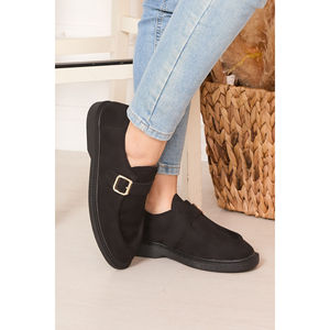 Mocasines Negros Casuales con Hebilla Simple, Zapatos Cómodos para Uso Diario - Product Image 3