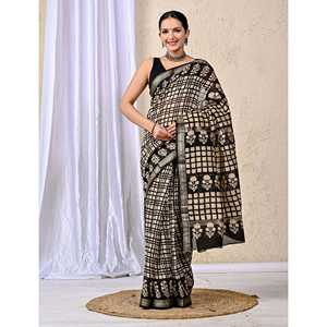 Sari imprimé Chanderi modèle Banarasi, Blouse, Lehenga-Salwar Kameez indien, en Georgette, filet et modal de qualité supérieure, style pakistanais - Product Image 3