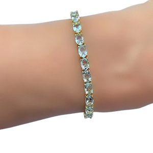 สร้อยข้อมือเงินสเตอร์ลิง925สไตล์ Boho ประดับพลอยบุษราคัมทำด้วยมือชุบทองของขวัญสำหรับผู้หญิง - Product Image 1