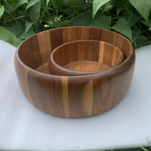 Bol à salade en bois d'acacia naturel poli personnalisable tendance, léger, outils pour aliments et fruits, ensemble de cuillères, vaisselle - Product Image 4