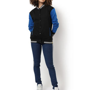 Blouson bomber à manches longues respirant personnalisé pour femmes Automne Hiver Grande taille Tissu imprimé en laine Col montant Broderie extérieure - Product Image 6