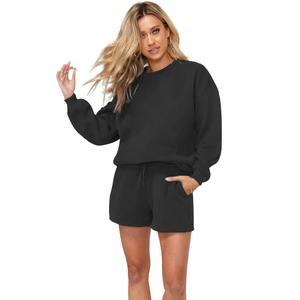 Vente en gros bon marché en stock survêtements pour femmes survêtement blanc ensemble sweat-shirt rose 2 pièces ensemble short vêtements pour femmes - Product Image 6