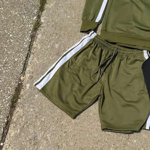 Survêtements de sport pour hommes de haute qualité, respirants, décontractés, printemps/été, deux pièces, sweat-shirt court à fermeture éclair et short de sport, 100% polyester - Product Image 4