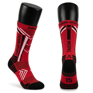 Premium 200 GSM Polyester Nylon Spandex Men Volleyball <b>Socks</b> <b>Breathable</b> Green Black Panel Design Custom Jacquard Logo - Product Image 2