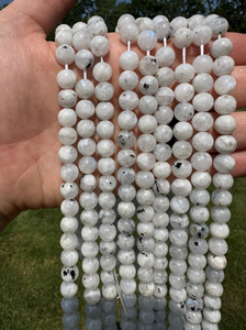 Collier en cristal naturel, perles de pierre de lune arc-en-ciel lisses, pierre rouge polie, bijoux, brin lâche, grossiste en pierres précieuses pour la guérison - Product Image 1