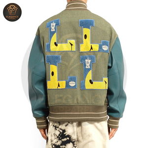 Wholesale For Best Quality In Different Design With Solid Color Stylish Leather <b>Wool</b> Printed College Baseball Varsity Jackets - Product Image 2