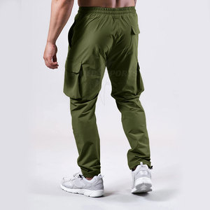 Pantalon de jogging décontracté pour homme, taille haute, léger, respirant, séchage rapide, en coton chaud, 2 poches latérales, tissu toile, couleur foncée - Product Image 4