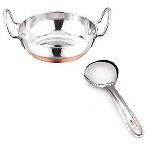 Sartén Kadhai de acero inoxidable de alta calidad con dos asas laterales y cuchara para servir gratis Diseño clásico de capacidad de 4L - Product Image 5